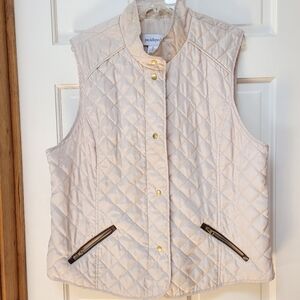 Off-white quilted vest, neutral vest, vest with gold snaps
